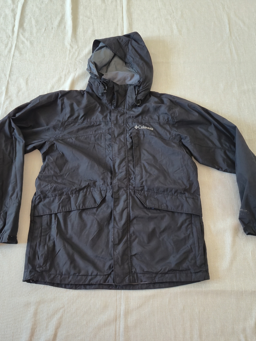 Columbia Black Gorpcore Waterproof Shell Jacket Hooded Medium
